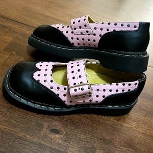 Vintage TUK Pink and Black Polka Dot Mary Jane